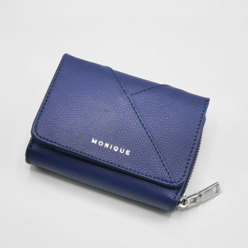 【outlet sale】 瑕疵销售 - Ellie Mini Wallet in Navy Blue - 束口袋双肩包 - 真皮 蓝色