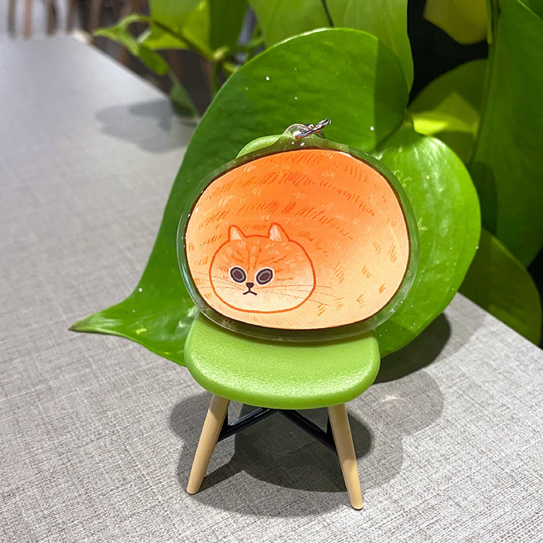 猫猫滴胶压克力钥匙圈 - 钥匙链/钥匙包 - 塑料 橘色