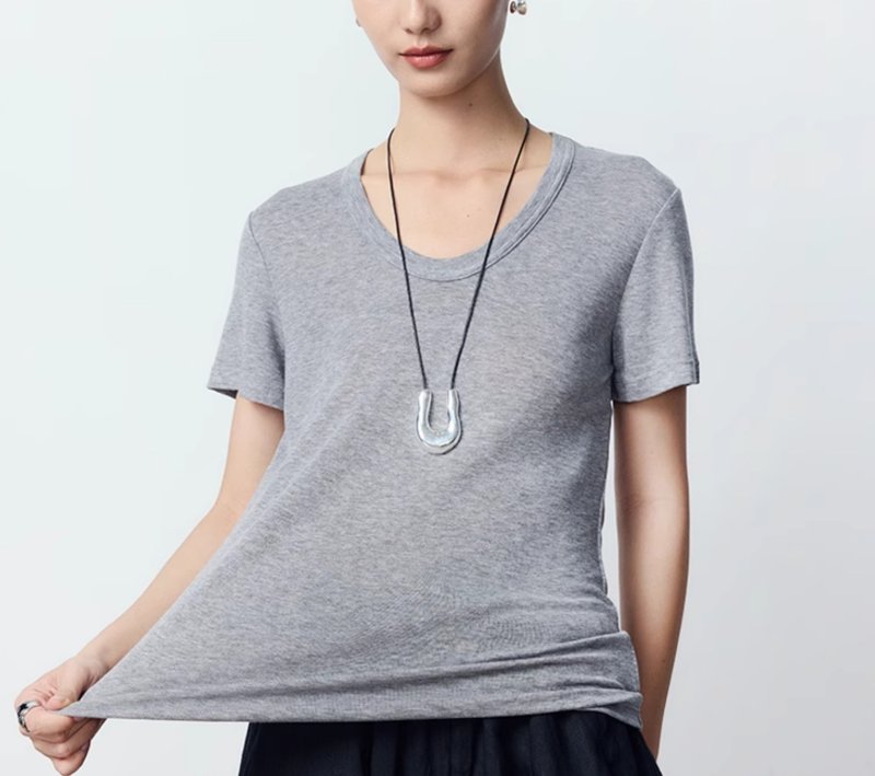 【天丝】法式简约/莱赛尔多色U领t恤 - 女装 T 恤 - 丝．绢 多色