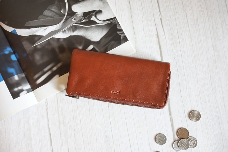 牛革多功能长夹 - 皮夹/钱包 - 真皮 咖啡色