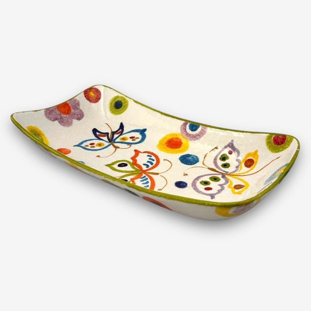 意大利手工陶-POP普普艺术蝴蝶 长型盘 32.5cm - 盘子/餐盘/盘架 - 陶 多色