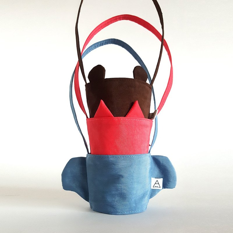 Ariel's wonderland/环保饮料杯袋/动物好朋友组/附圣诞包装 - 随行杯提袋/水壶袋 - 棉．麻 多色