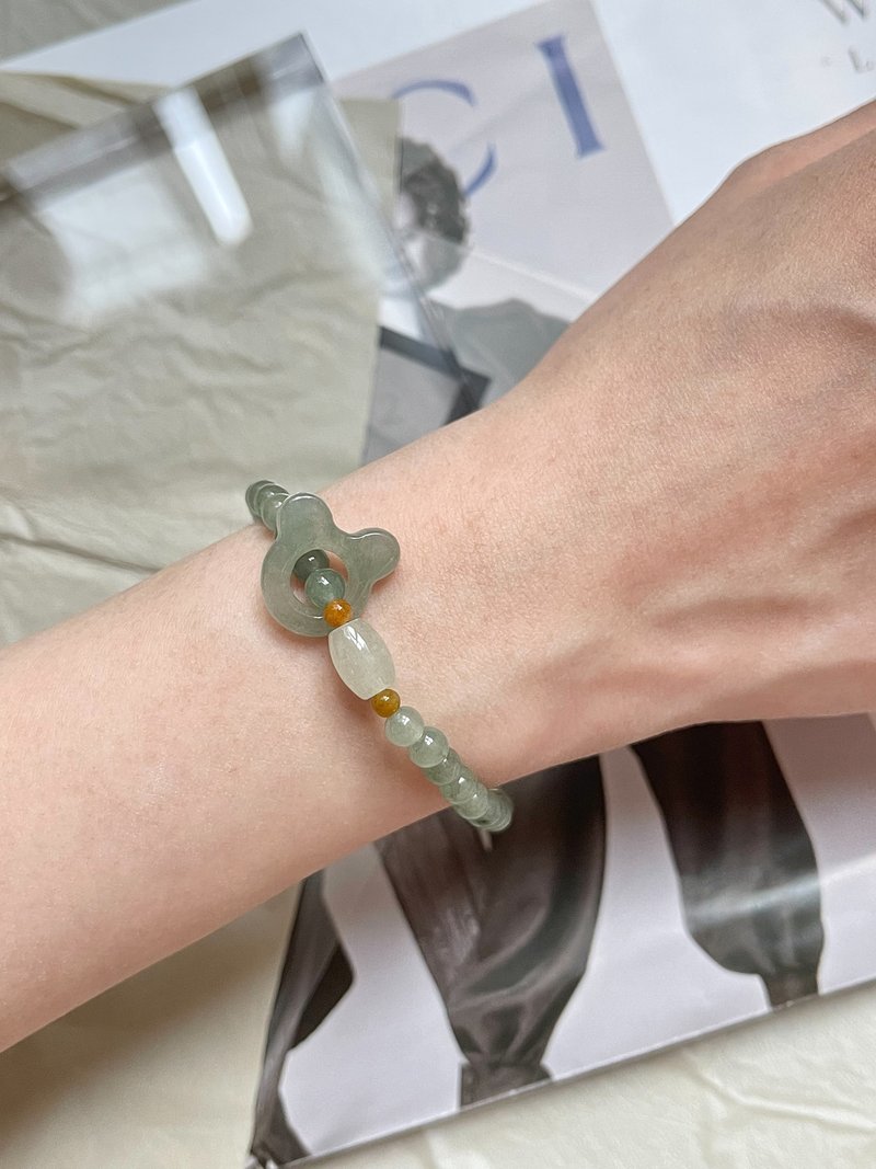 售天然缅甸翡翠-冰晴翡翠14k包金手环手串 手链 - 手链/手环 - 玉石 绿色