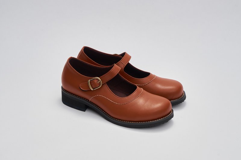 GULLAR 女士 经典玛莉珍鞋-素食皮鞋 - 芭蕾鞋/娃娃鞋 - 环保材料 咖啡色