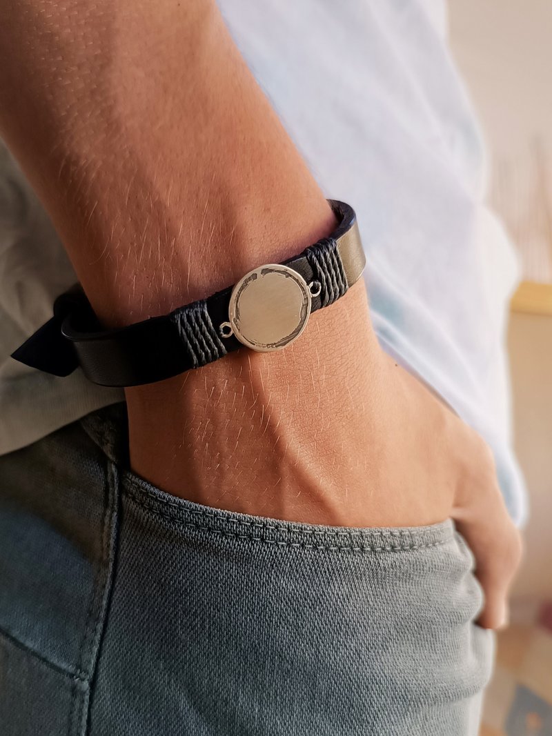 圆相 黑色 皮革 手链 禅意 圆圈 静默 宣言 - 手链/手环 - 真皮 黑色