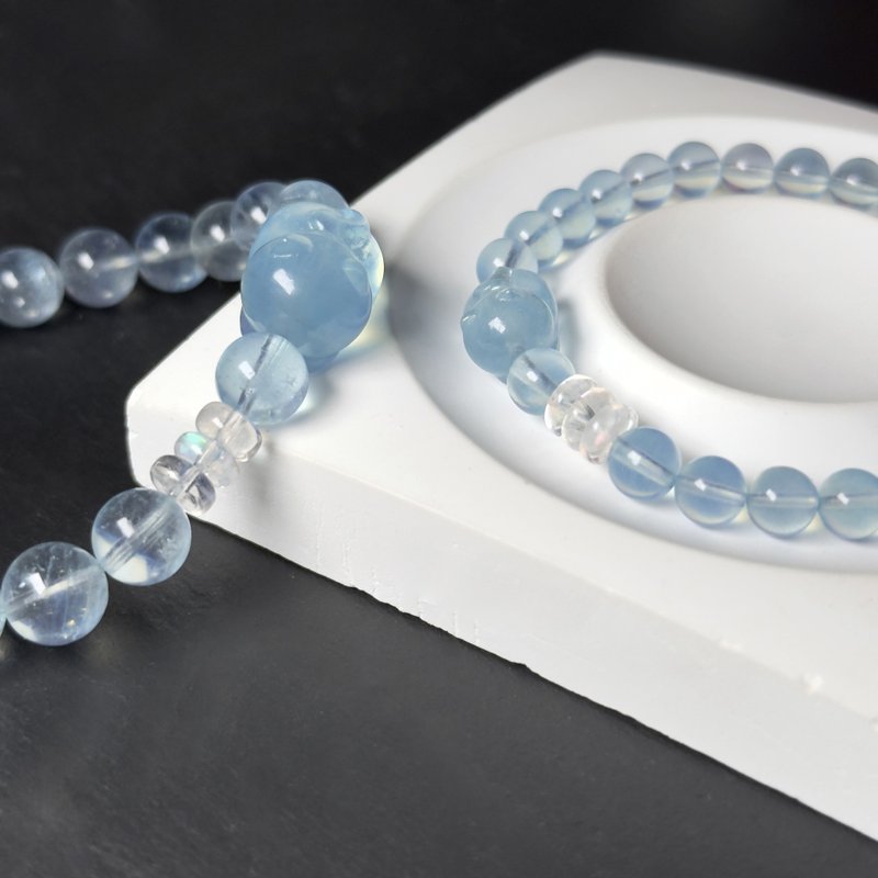 海蓝宝猫猫手串 - 手链/手环 - 水晶 蓝色