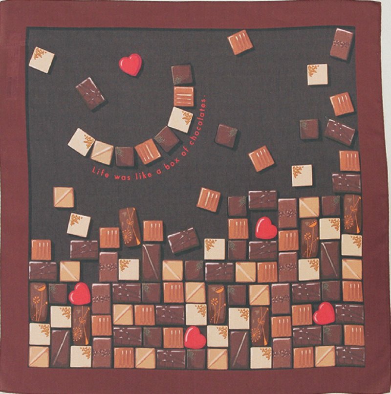 handkerchief【Box of Chocolates】 - 手帕/方巾 - 棉．麻 咖啡色