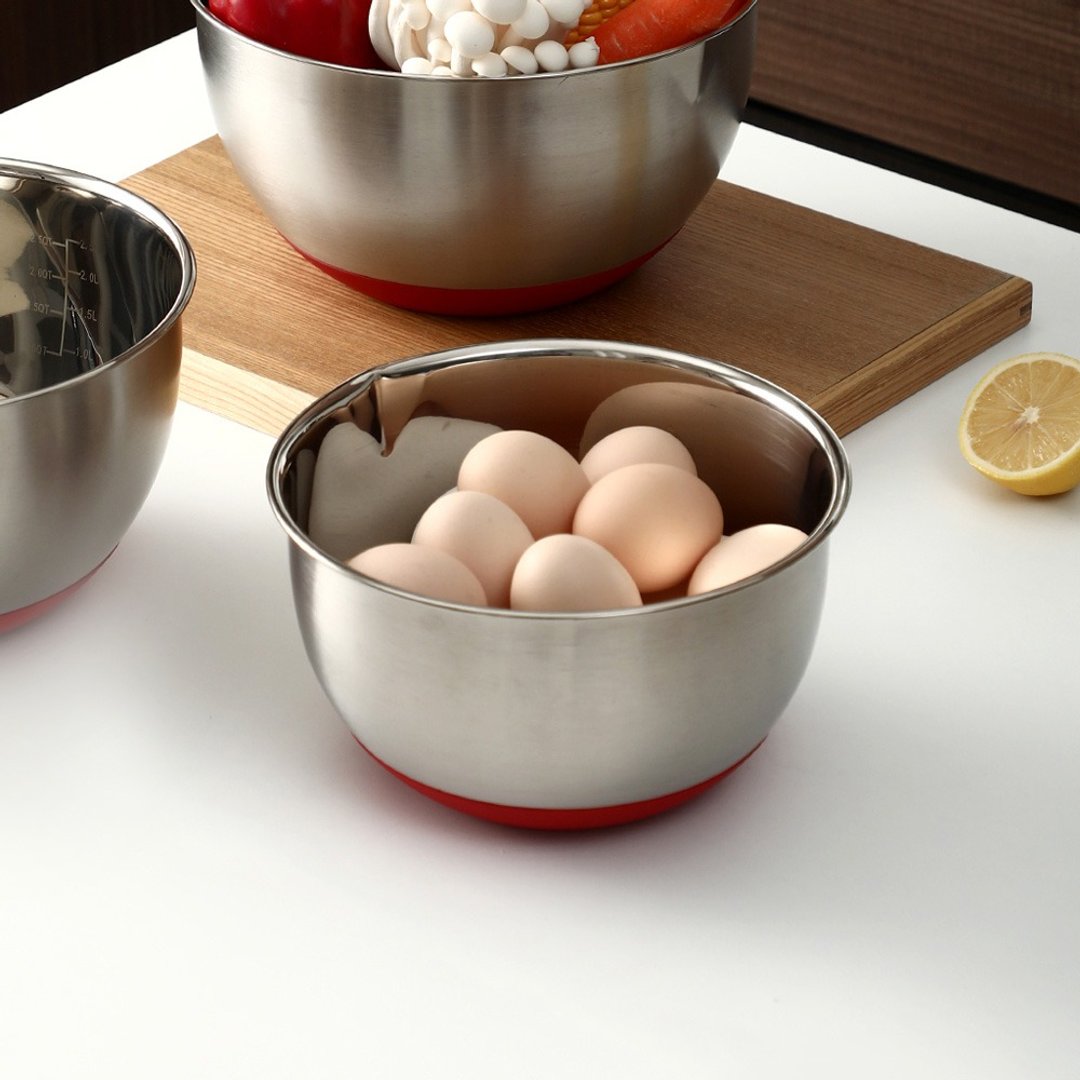 日本霜山 304不锈钢止滑深型搅拌盆/料理盆-1.5L - 厨房用具 - 不锈钢 银色