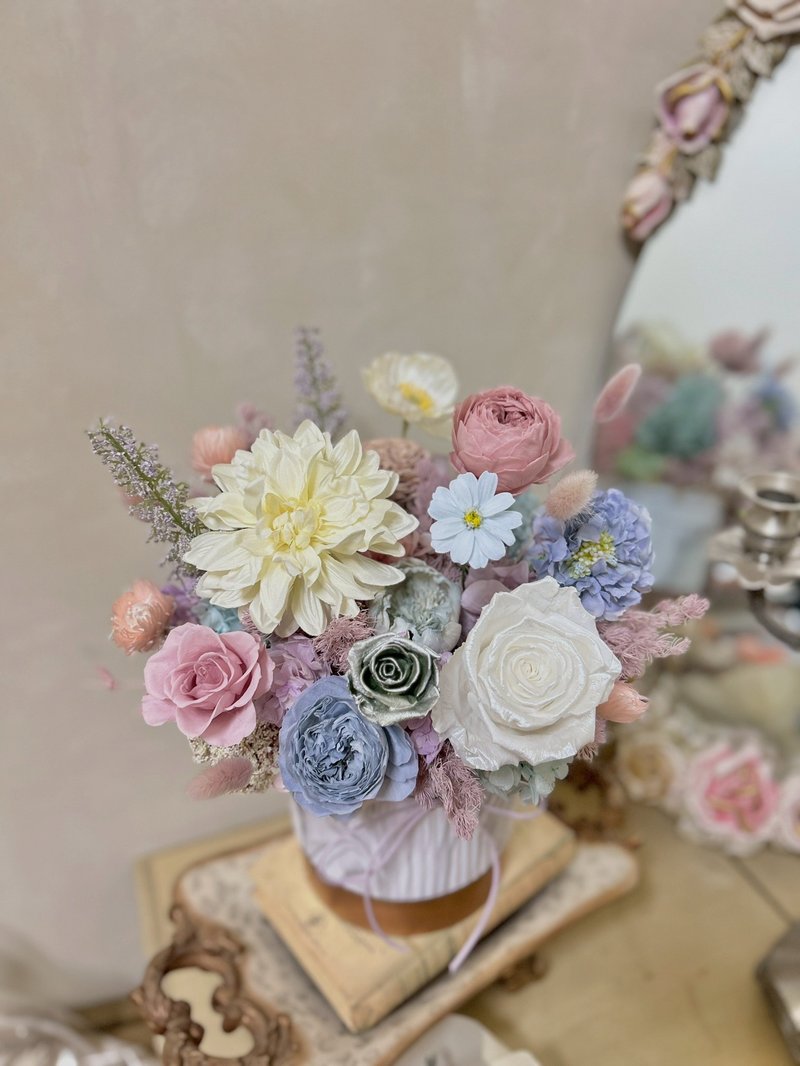 【关于花艺 │大理石花礼 M】 永生/干燥盆花 定制花礼面交 - 干燥花/捧花 - 植物．花 蓝色