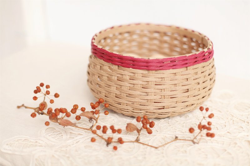 【好日手作】手工编织 小圆篮(红) - 收纳用品 - 纸 红色