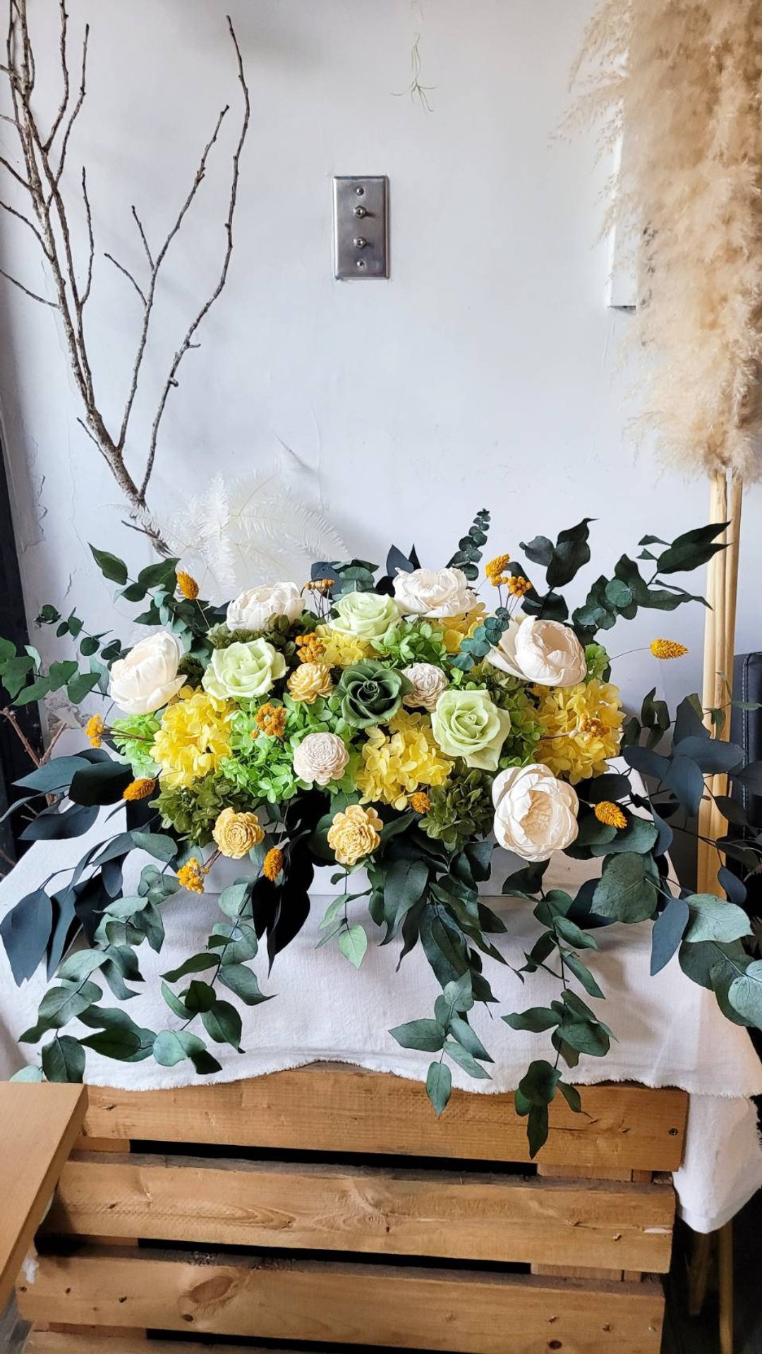 海藏设计│森林之歌。黄绿色永生大桌花  讲台桌花  开幕花礼 - 植栽/盆栽 - 植物．花 绿色