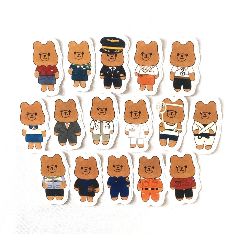 林檎职业工会 小熊穿制服贴纸 防水贴 - 贴纸 - 防水材质 