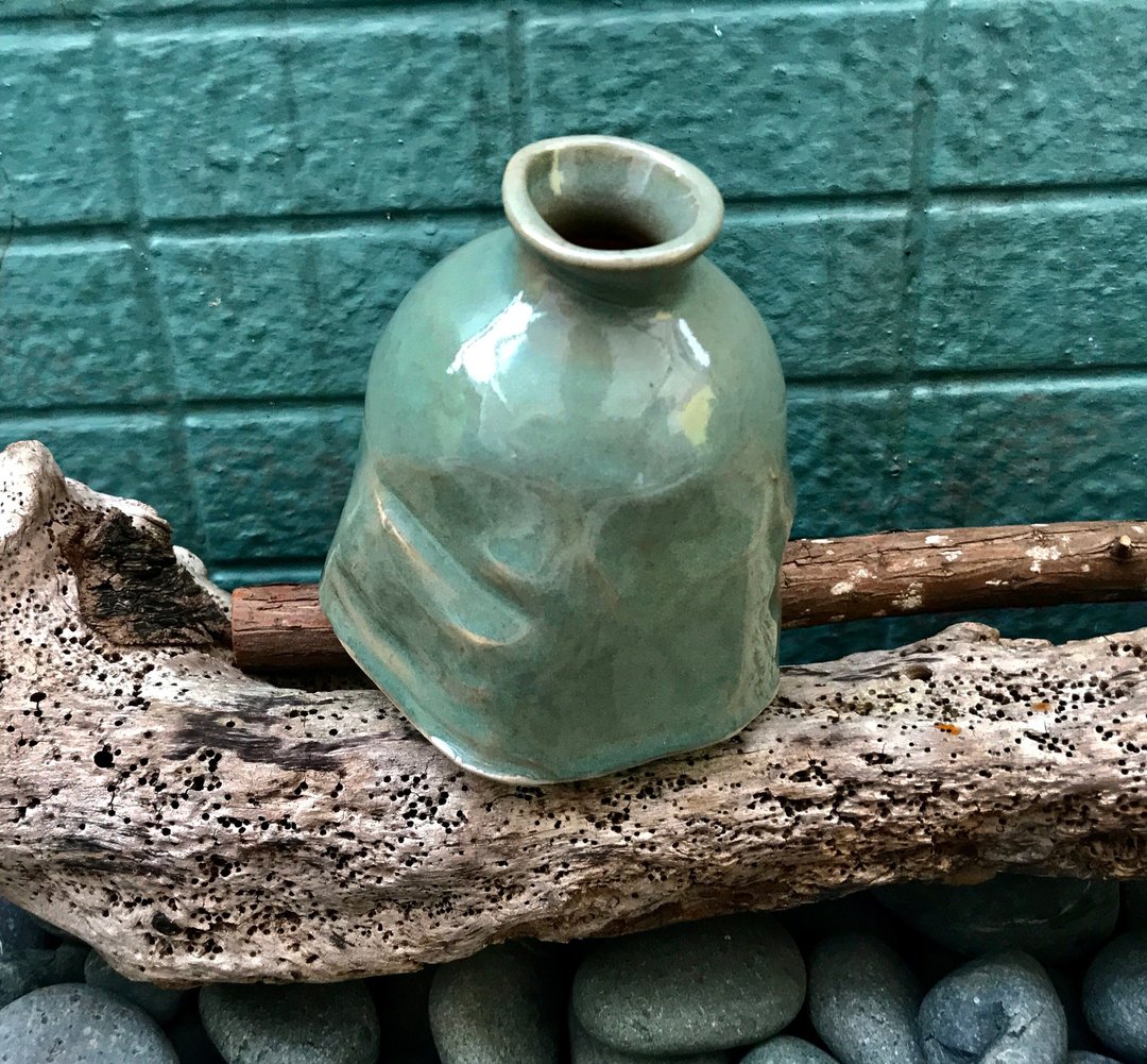 翠绿无洞陶花器 青瓷釉还原烧法 陶器 园艺 盆栽 - 花瓶/陶器 - 陶 多色