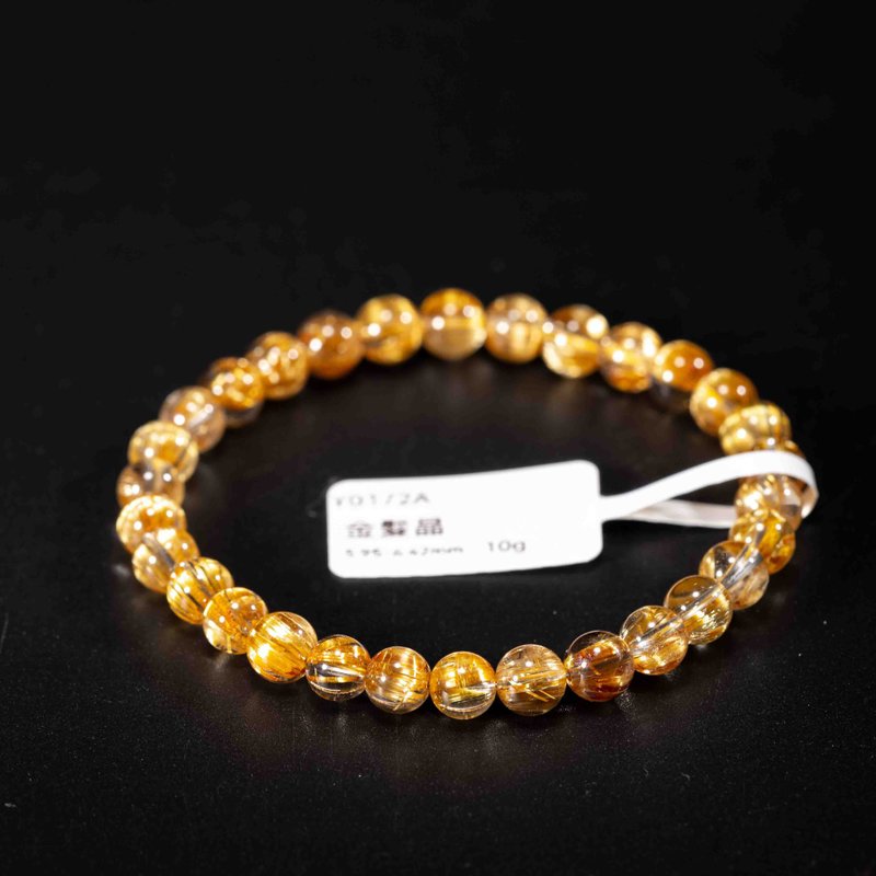 顶级金钛晶手链 | 一物一图 | 天然金发晶招财水晶手链 - 手链/手环 - 半宝石 金色