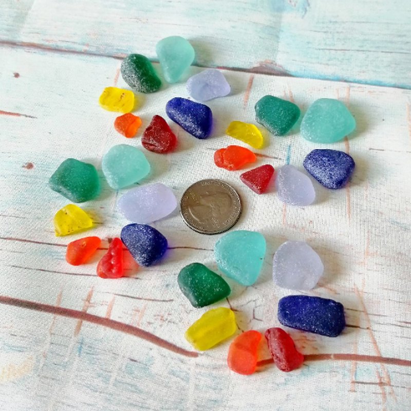 Vibrant Sea glass bulk.Genuine Sea glass rainbow set.Rare Beach glass Jewelry - 陶艺 - 玻璃 多色