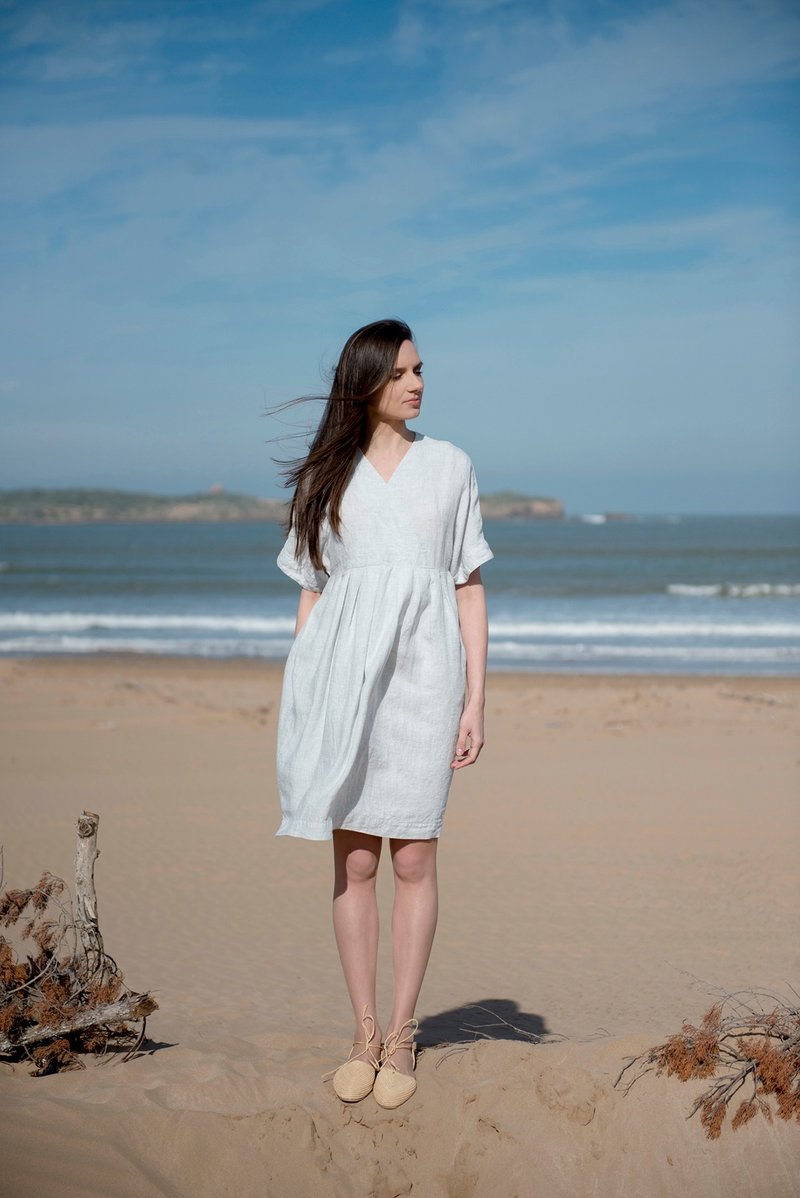 Linen Dress Motumo 16S5 - 洋装/连衣裙 - 亚麻 多色