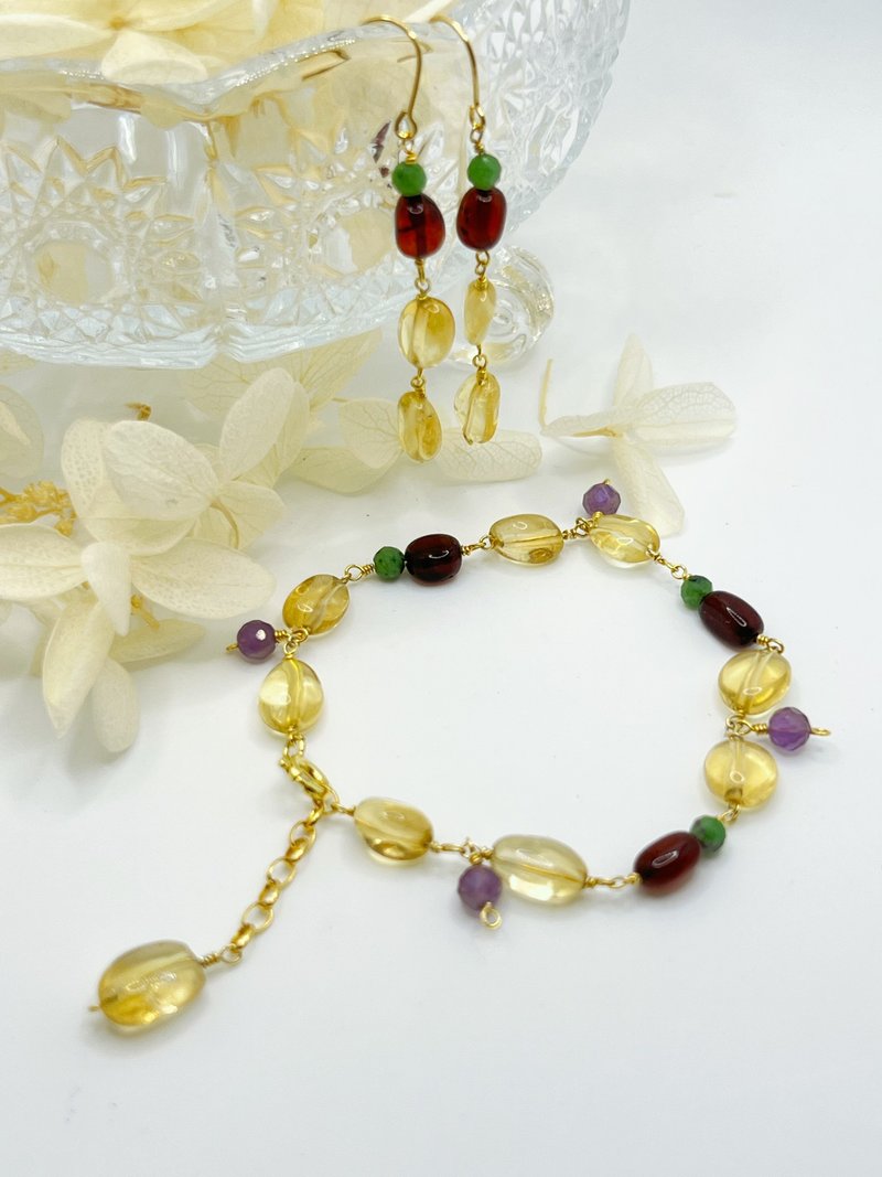 多宝黄水晶手工绕线能量水晶手链 - 手链/手环 - 水晶 黄色