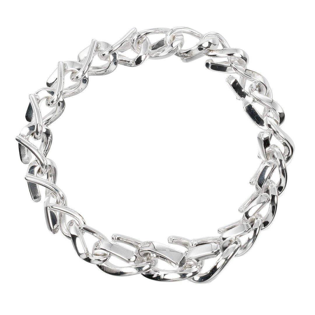 [日本直送] Tiffany & Co. 锻造中链高抛光手链，银围约 17 厘米，925 纯银，约 37.8 克 [二手]，A 级 - 手链/手环 - 银 银色
