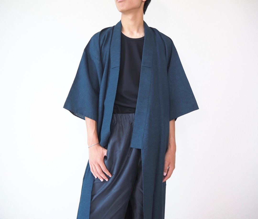 【日本制造】复古夏季和服男式、休闲服装、靛蓝色、礼物 - 居家服/睡衣 - 丝．绢 蓝色