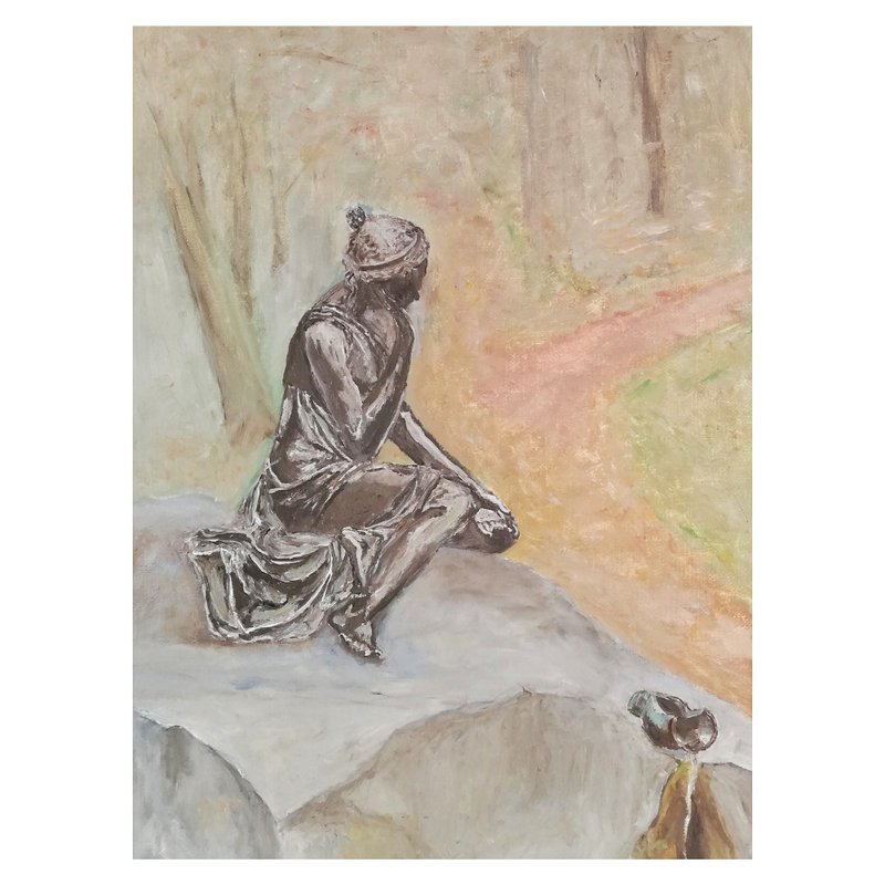 Woman Painting Landscape Saint Petersburg Original Art National Park Oil Artwork - 海报/装饰画/版画 - 棉．麻 多色
