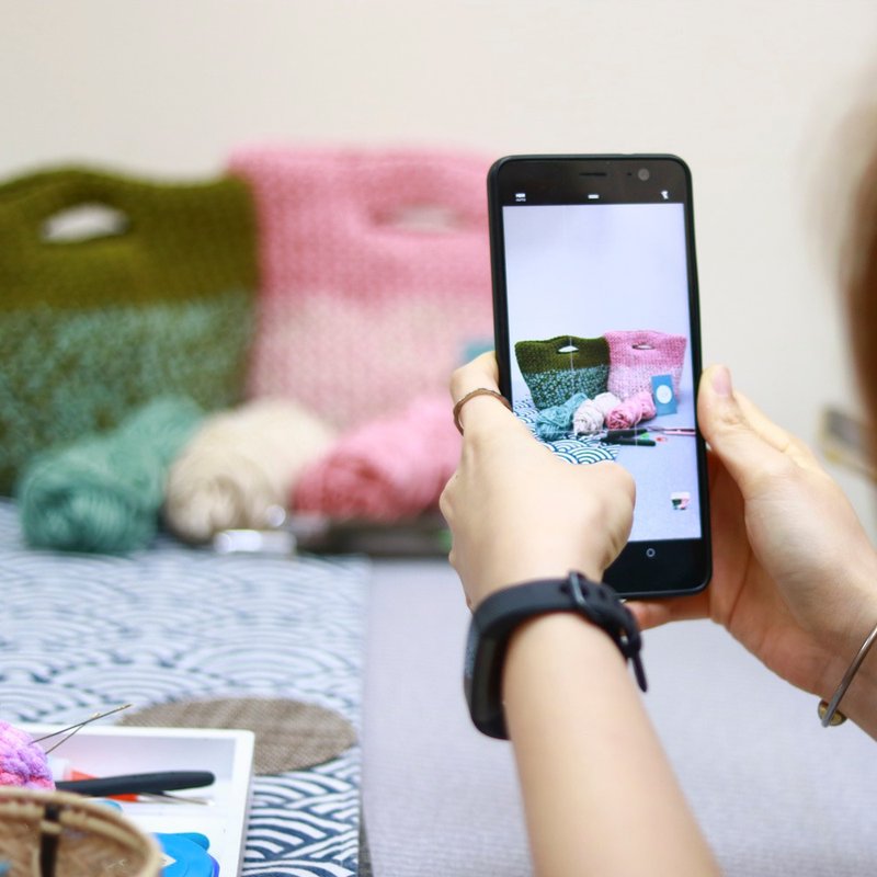 混色毛线手提钩织包工作坊 - 编织/羊毛毡/布艺 - 棉．麻 