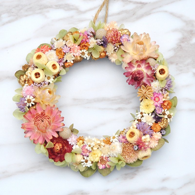 干燥小花圈-春日缤纷飨宴 定制花圈/干燥花圈/居家布置 - 干燥花/捧花 - 植物．花 多色