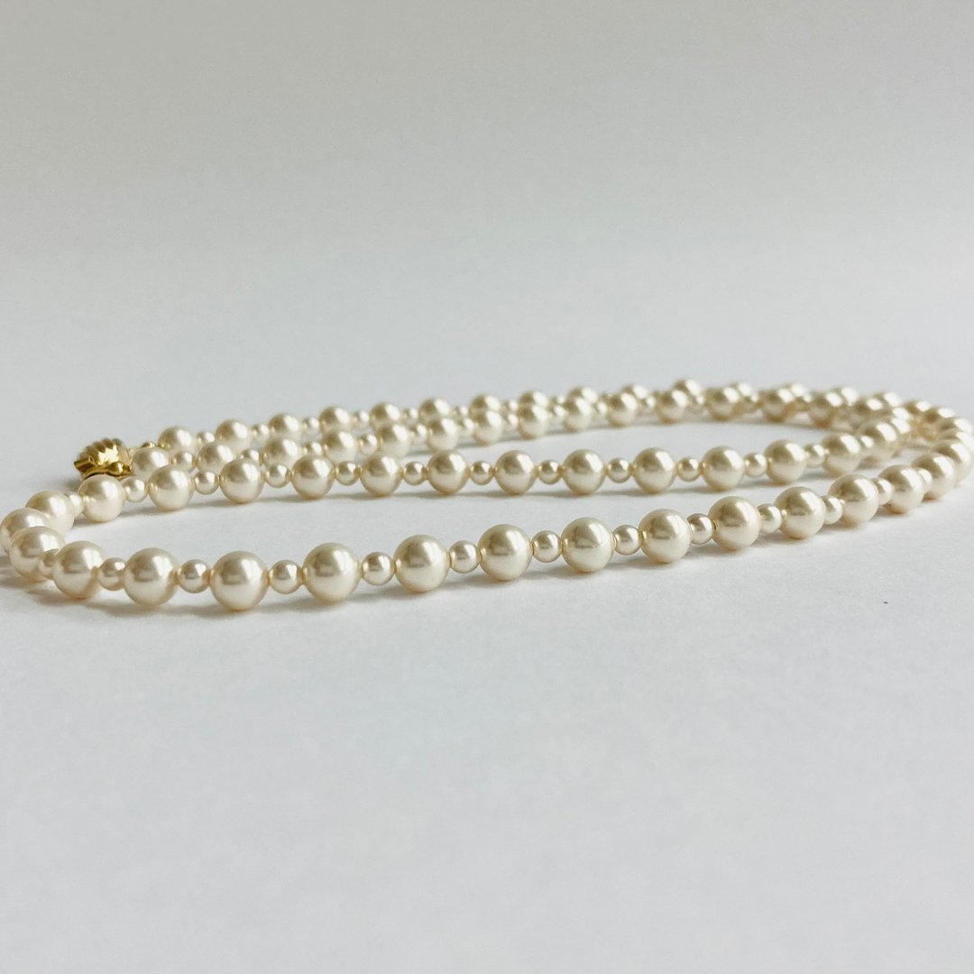 贝珠设计妈咪项链 / 5.5mm 约60cm / 米白 / G / made in japan - 项链 - 贝壳 白色