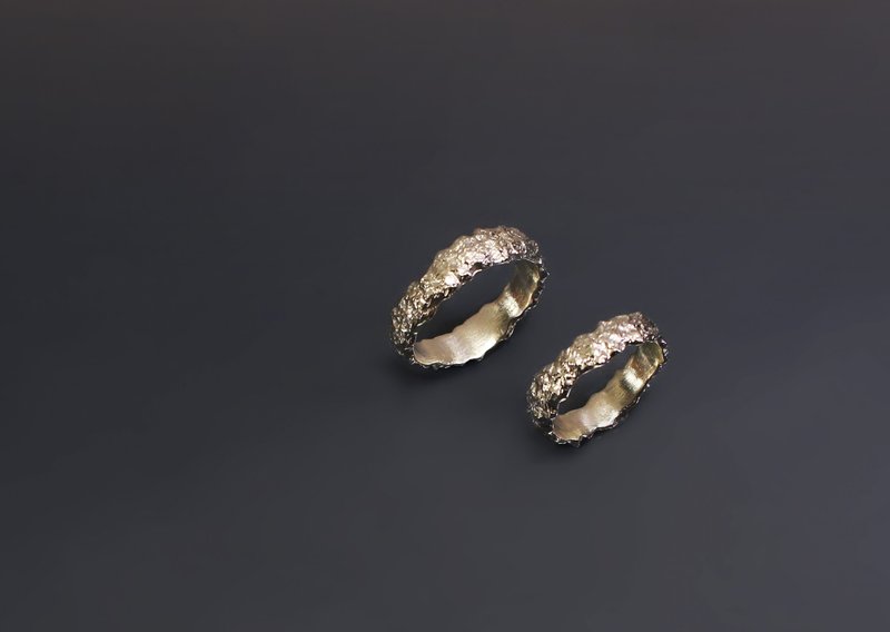 对戒系列-冰晶纹理925银戒 - 戒指 - 纯银 粉红色