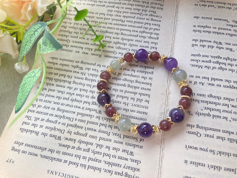 浓紫水晶/樱桃草莓晶/灰绿月光 - 手链/手环 - 水晶 紫色