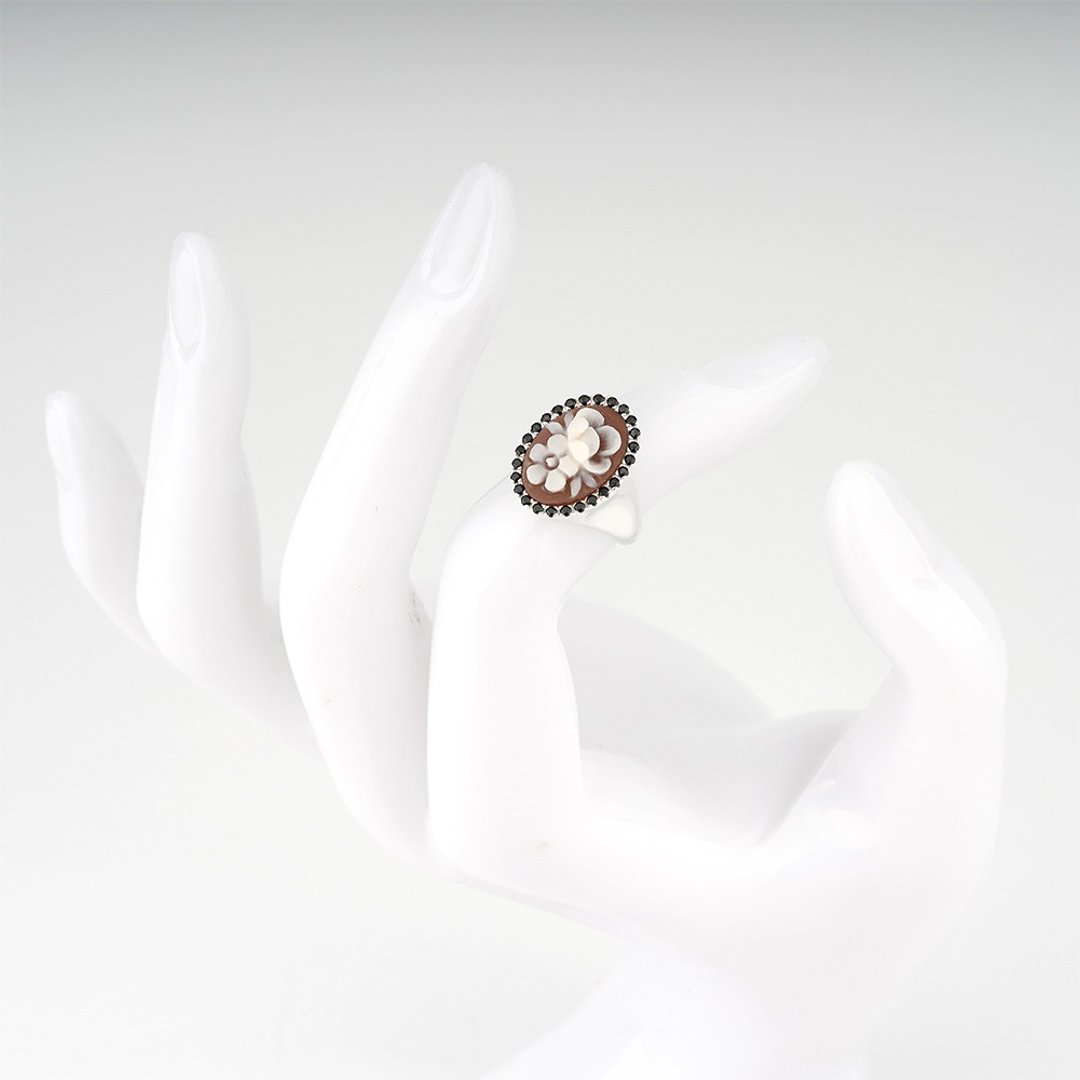 Cameo Italiano 意大利手工贝雕轻珠宝_CI_A130_3B - 戒指 - 纯银 银色