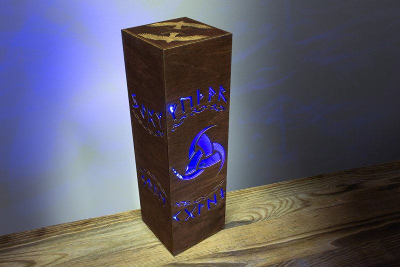 奥丁之角 LED 夜灯 - 科幻庞克维京神话装饰 - 灯具/灯饰 - 木头 黑色