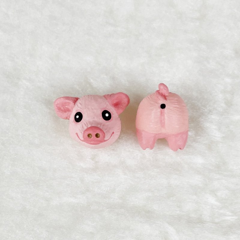 猪头/猪屁股 - 耳环/耳夹/领针/口罩磁扣/项链/戒指 - 耳环/耳夹 - 其他材质 