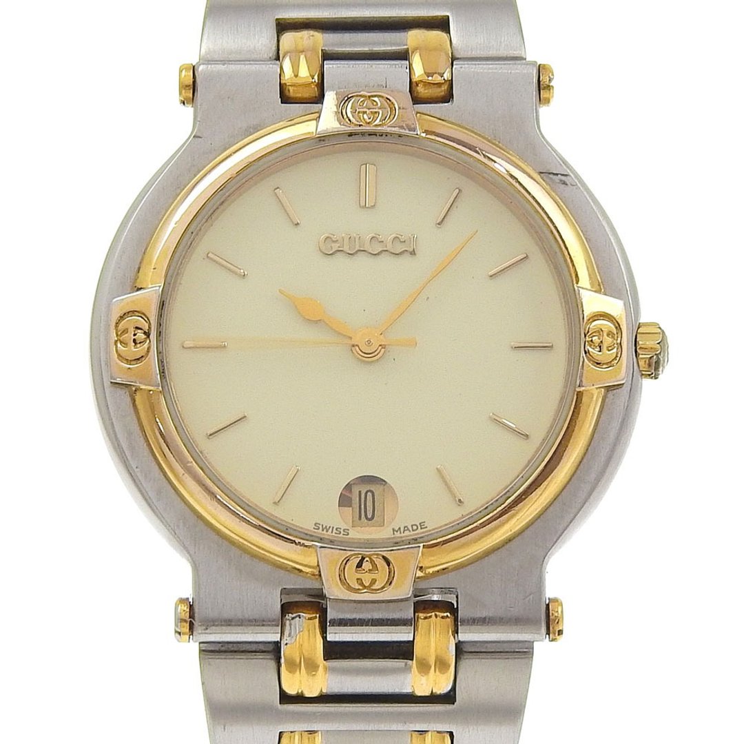 [日本直邮] 古驰 (GUCCI) 手表 9000M SS x 镀金石英模拟显示象牙色表盘男孩 [二手] - 女表 - 不锈钢 银色