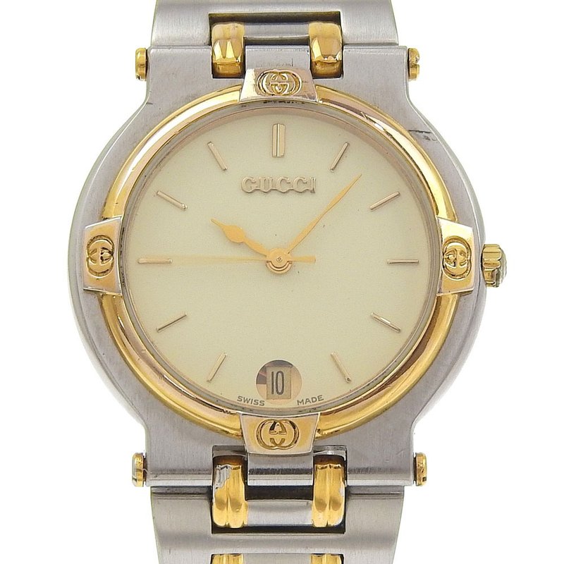 [日本直邮] 古驰 (GUCCI) 手表 9000M SS x 镀金石英模拟显示象牙色表盘男孩 [二手] - 女表 - 不锈钢 银色