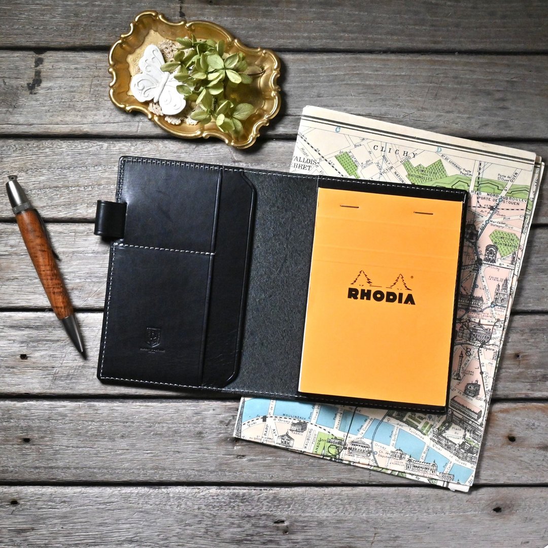 RHODIA 保护套 13 尺寸 横开 皮革 A6 笔记本 - 笔记本/手帐 - 真皮 黑色