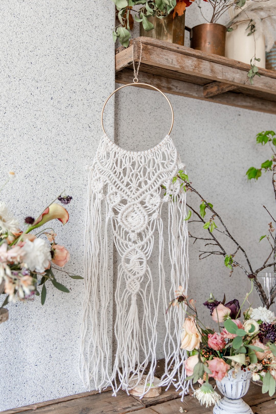 Macrame 花边结 波希米亚 编织 壁饰 - 摆饰 - 棉 白色