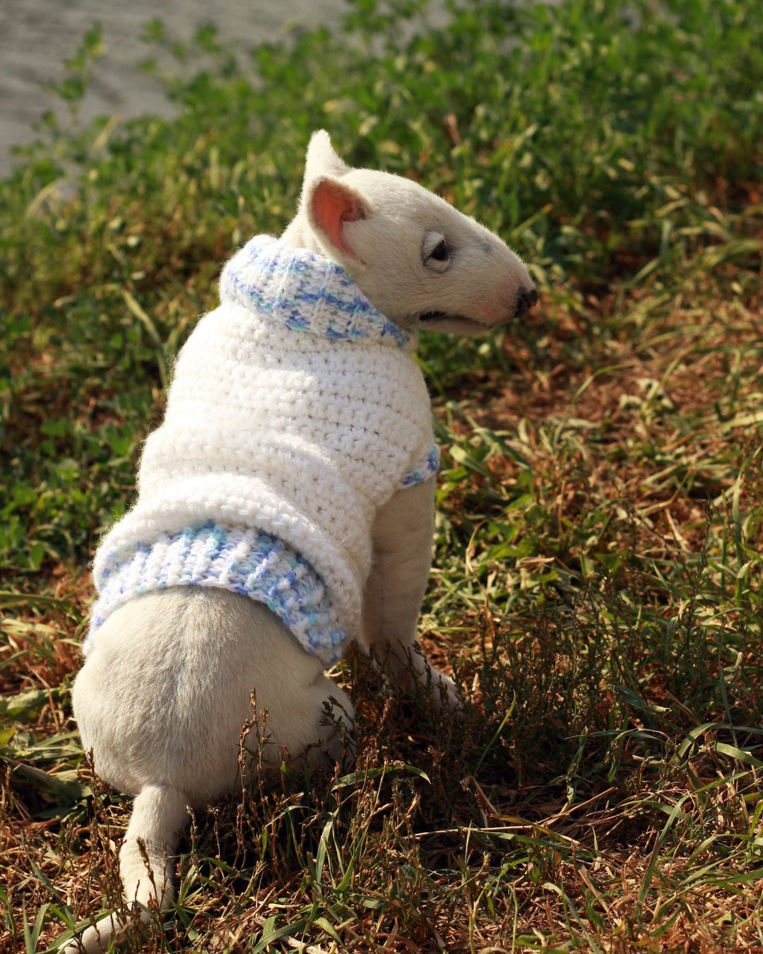 Realistic plush dog, Bull terrier, pet portrait, pet replica - 玩偶/公仔 - 环保材料 白色