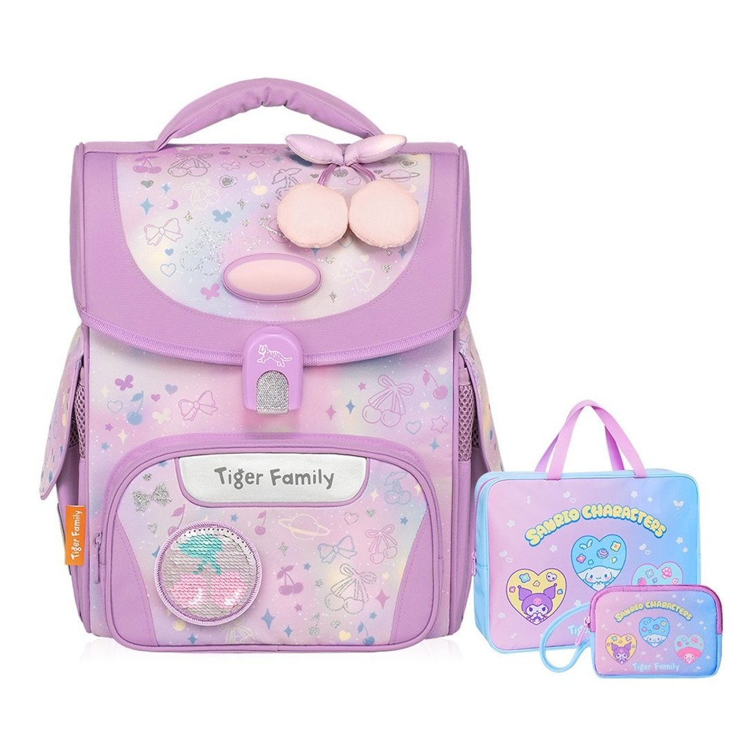 新品 小学者 护童安全灯超轻量护脊书包 Pro 2S-樱桃泡泡 | 低年级 - 后背包/双肩包 - 防水材质 紫色
