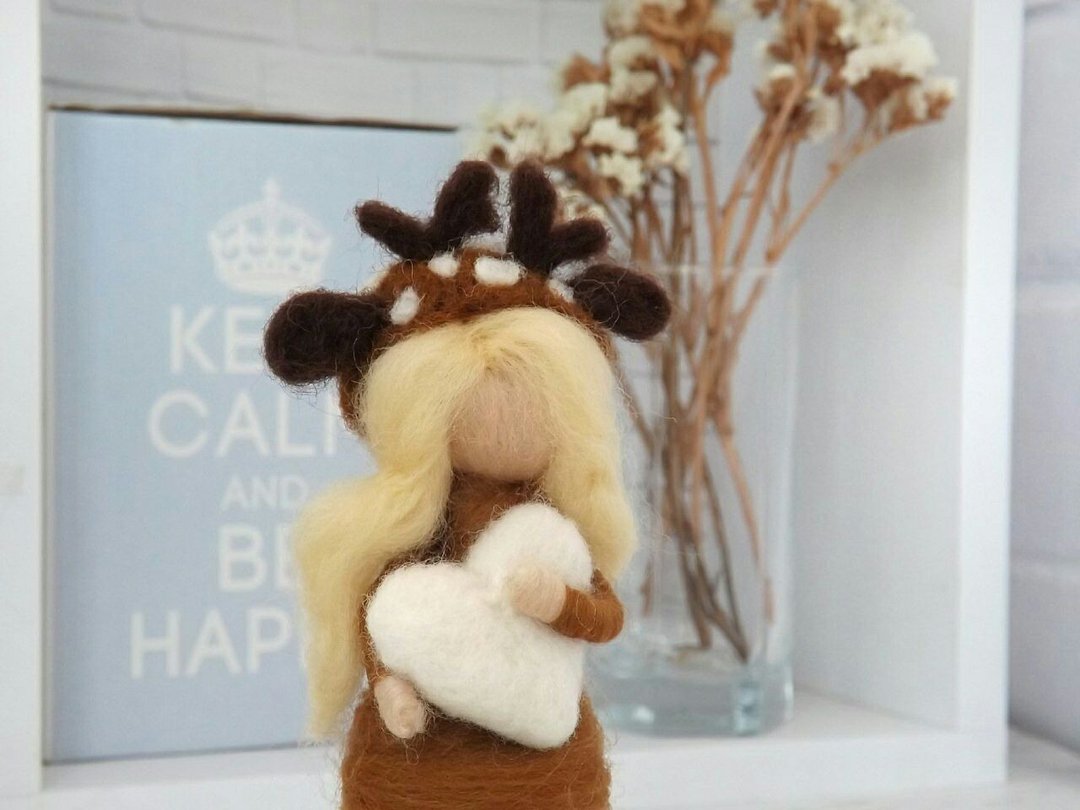 Decorative doll, Doll deer, Decor in the nursery - 玩偶/公仔 - 羊毛 咖啡色