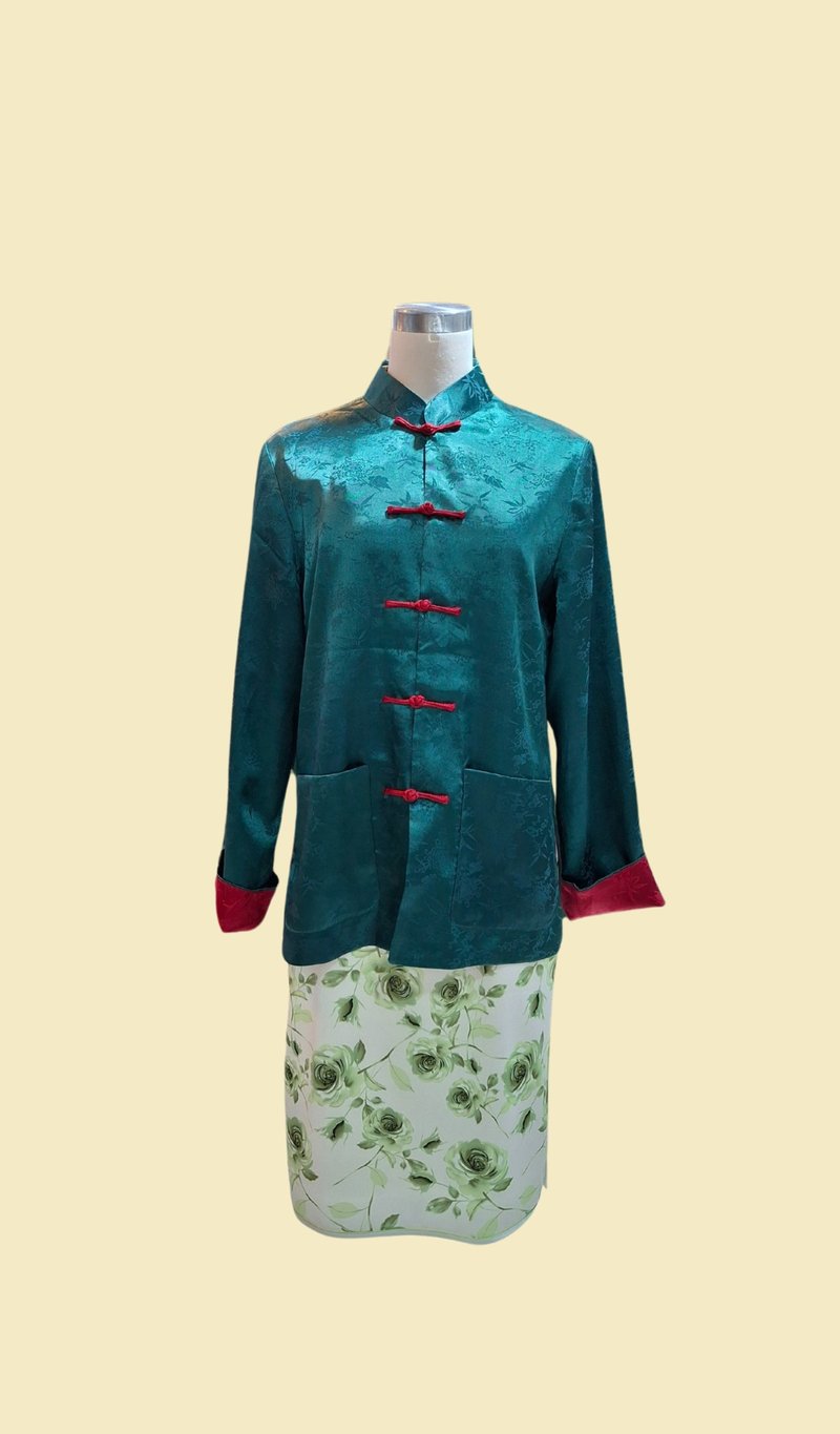 VINTAGE 悦裳 新式改良复古 单面中性外套 (绿色) 春装 - 中性连帽卫衣/T 恤 - 聚酯纤维 绿色