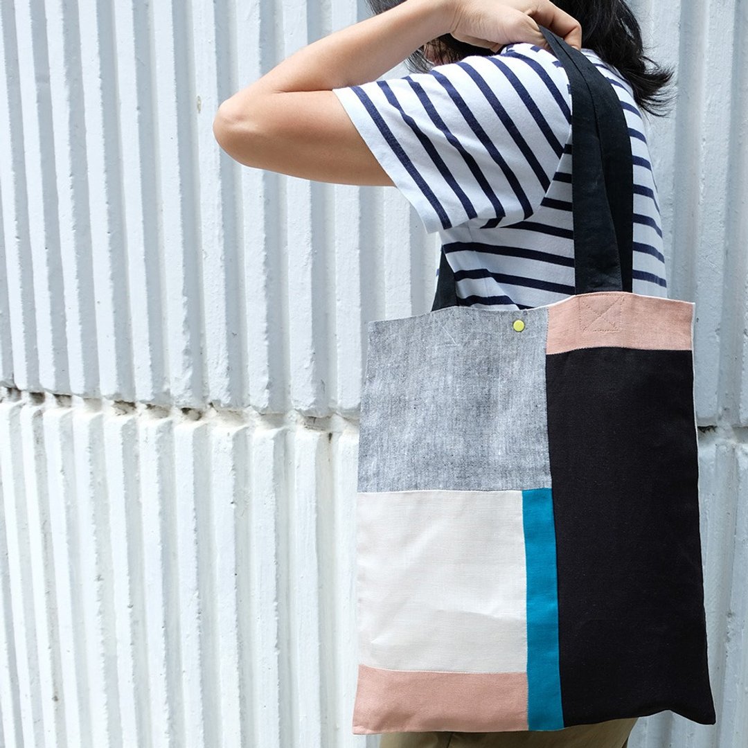 Niko Tote Bag - Neon Blue - 手提包/手提袋 - 棉 蓝色