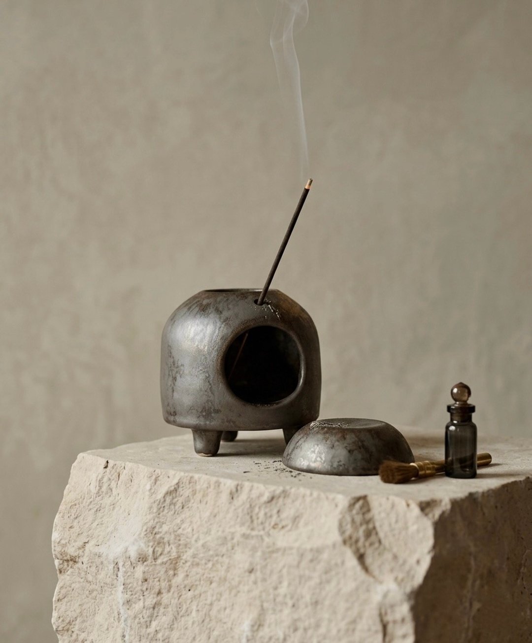 一器三香 薰香座 | 圣木 线香 精油 3 in 1 Incense Burner - 香薰/精油/线香 - 陶 灰色