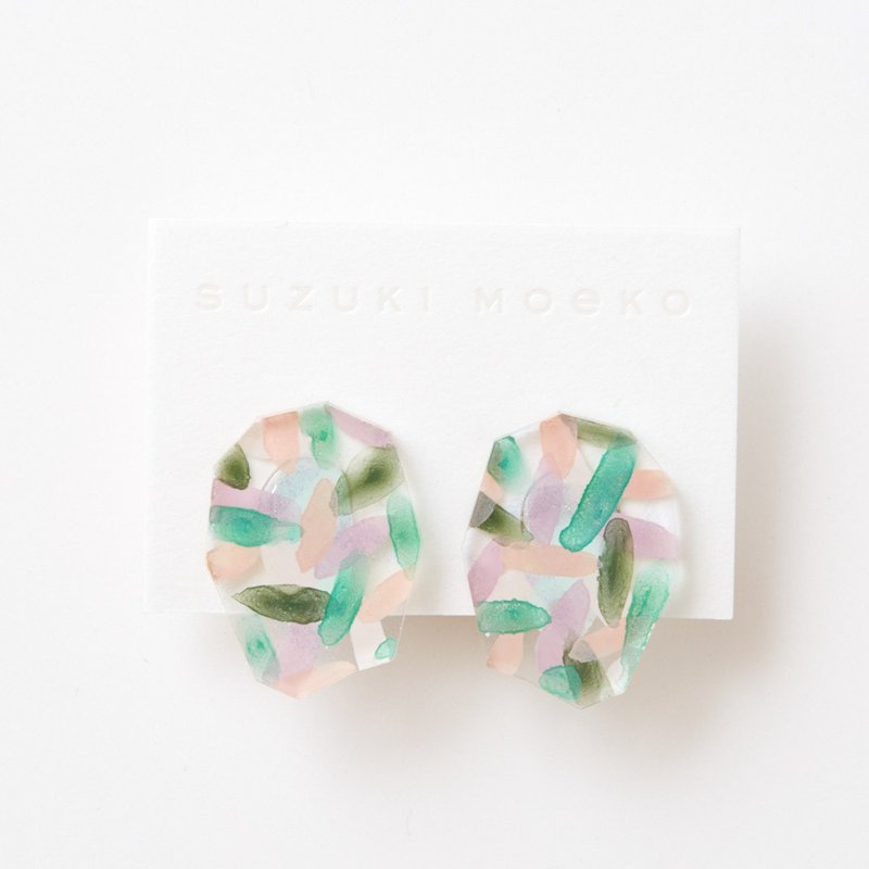 earrings (夾式) - 耳环/耳夹 - 压克力 粉红色