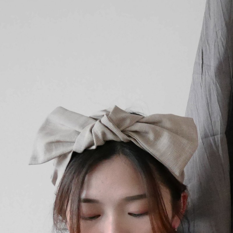 发带 ヘアバンド | 高圆寺浅亚麻 - 发带/发箍 - 棉．麻 卡其色
