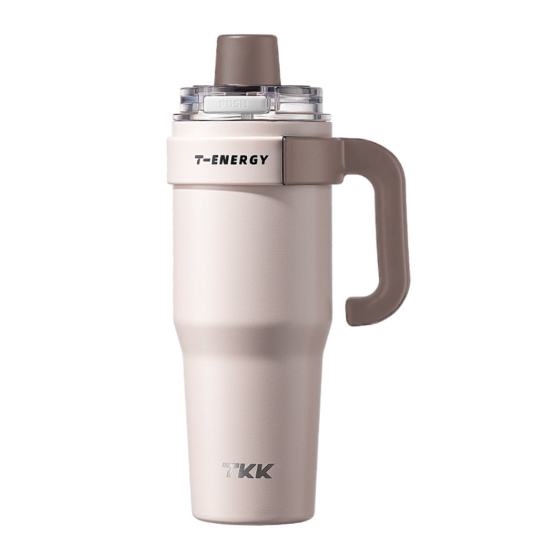 【TKK】T-One 弹盖冰坝杯 316不锈钢x陶瓷喷涂 1200ML-初春粉 - 保温瓶/保温杯 - 不锈钢 粉红色