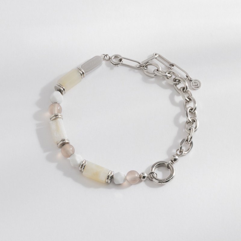 CONNY 海洋联名 | 月光石 白松石 灰玛瑙 | 男款水晶手链 - 手链/手环 - 水晶 卡其色