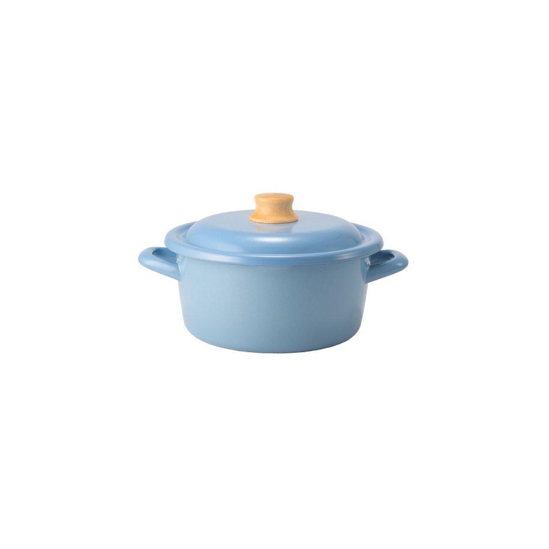 日本FUJIHORO Cotton Plus 系列 双耳附盖珐琅砂锅 20cm 幻影蓝 - 厨房用具 - 珐琅 蓝色