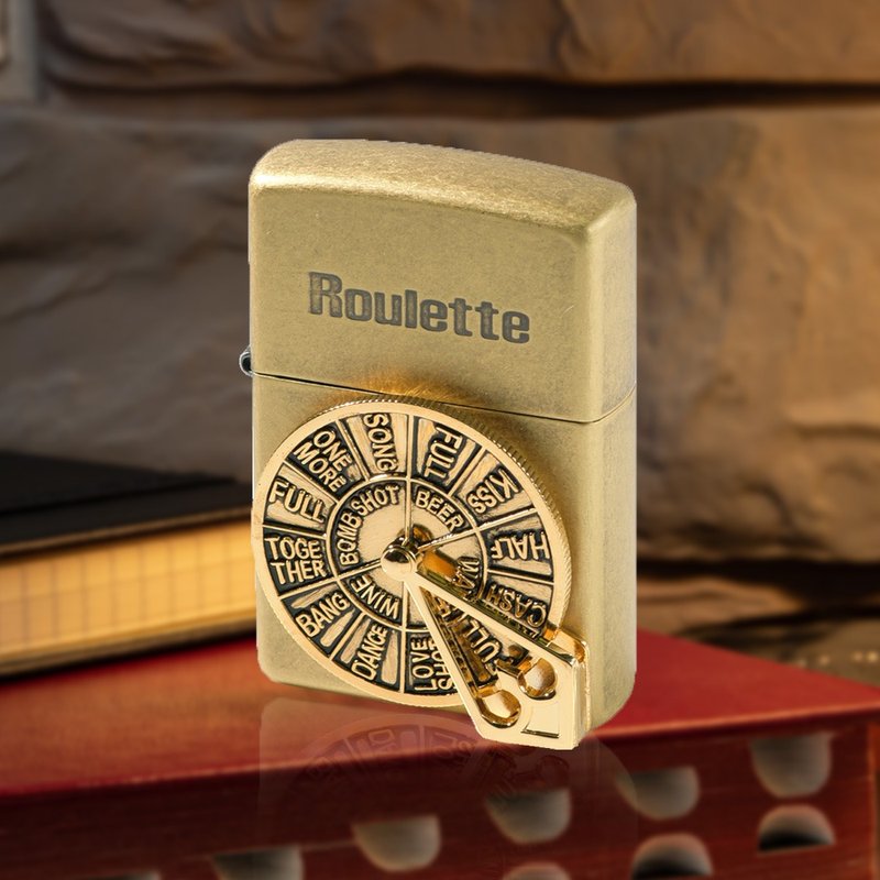 【ZIPPO官方旗舰店】 幸运轮盘(仿古黄铜)防风打火机 ZA-1-90B - 其他 - 铜/黄铜 金色