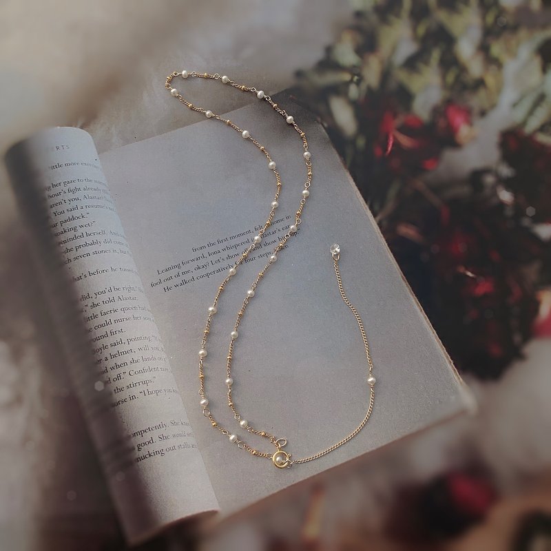 【14Kgf不褪色】2.5-3mm 珍珠项链  多种配戴 定制化 不过敏 - 长链 - 贵金属 金色