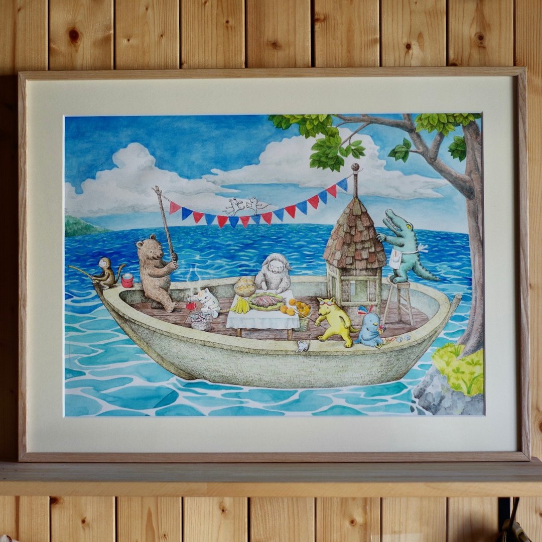 船上的生日聚会　原画 - 海报/装饰画/版画 - 棉 蓝色